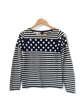 Anthropologie Sparrow Striped/Polka Dot Cotton Blend Long Sleeve Sweater Sz Smal